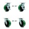 Service Caster 6 Inch Green Poly on Steel Caster Set with Roller Bearings 4 Swivel Lock 2 Brake SCC-30CS620-PUR-GB-TLB-BSL-2-BSL-2 - alternate 1